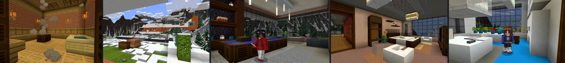 Panorama of the Minecraft Bedrock Marketplace product Modern Winter Mansion created by CrackedCubes.