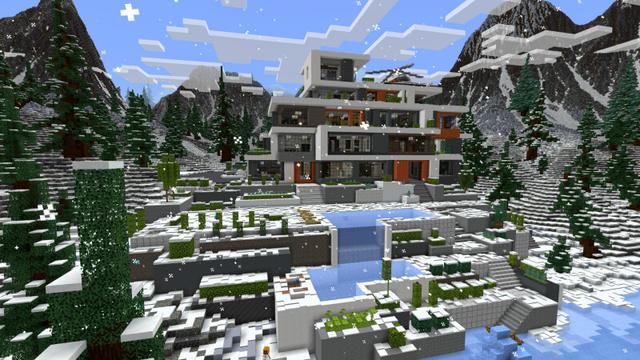 Screenshot of the Minecraft Bedrock Marketplace product Modern Winter Mansion created by CrackedCubes.