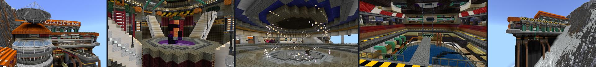 Panorama of the Minecraft Bedrock Marketplace product Mountain Outpost created by CrackedCubes.