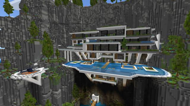 Screenshot of the Minecraft Bedrock Marketplace product Mountainside Mansion created by CrackedCubes.