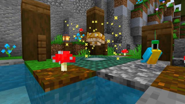 Screenshot of the Minecraft Bedrock Marketplace product Mushroom World created by CrackedCubes.