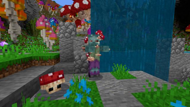 Screenshot of the Minecraft Bedrock Marketplace product Mushroom World created by CrackedCubes.
