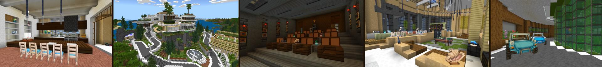 Panorama of the Minecraft Bedrock Marketplace product Oceanic Modern Mansion created by CrackedCubes.