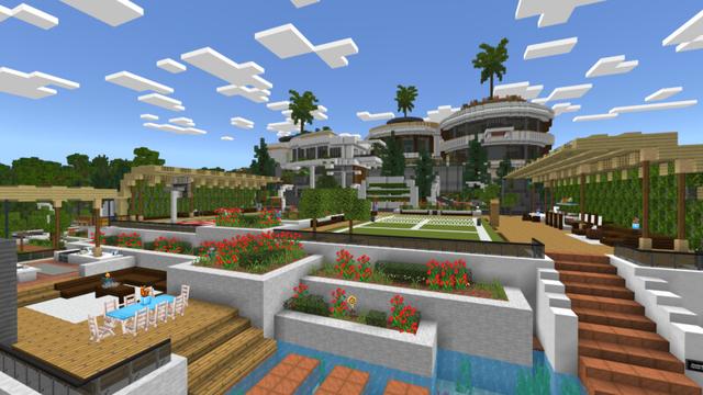 Screenshot of the Minecraft Bedrock Marketplace product Oceanic Modern Mansion created by CrackedCubes.