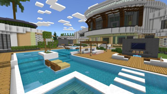 Screenshot of the Minecraft Bedrock Marketplace product Oceanic Modern Mansion created by CrackedCubes.