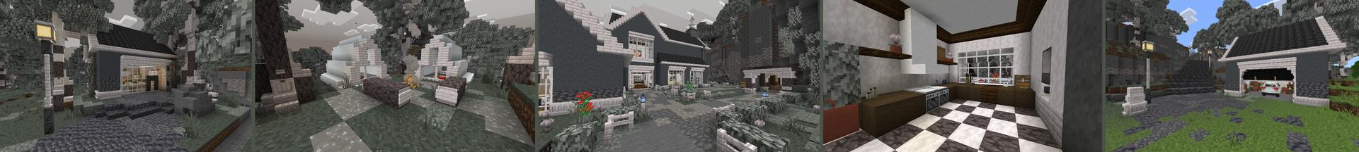 Panorama of the Minecraft Bedrock Marketplace product Pale Garden Suburban Home created by CrackedCubes.