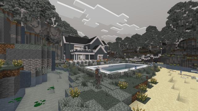 Screenshot of the Minecraft Bedrock Marketplace product Pale Garden Suburban Home created by CrackedCubes.