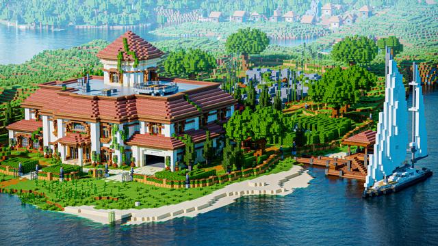 Thumbnail of the Minecraft Bedrock Marketplace product Posh Beach Mansion created by CrackedCubes.