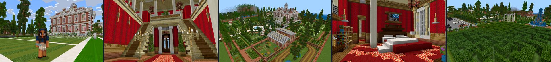 Panorama of the Minecraft Bedrock Marketplace product Posh Mansion 2 created by CrackedCubes.