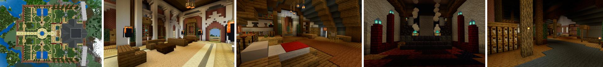 Panorama of the Minecraft Bedrock Marketplace product Posh Mansion created by CrackedCubes.