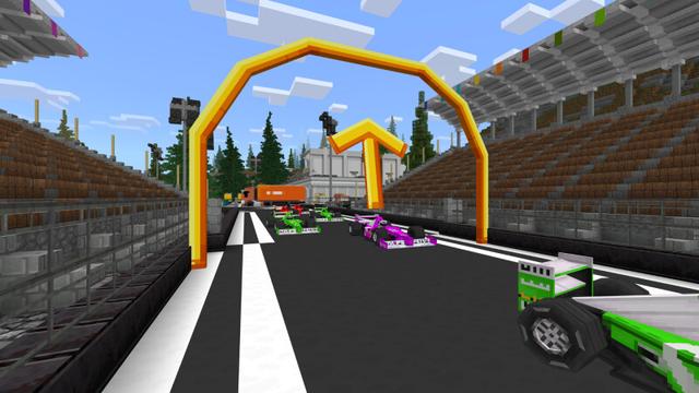 Screenshot of the Minecraft Bedrock Marketplace product Racing Speedway created by CrackedCubes.