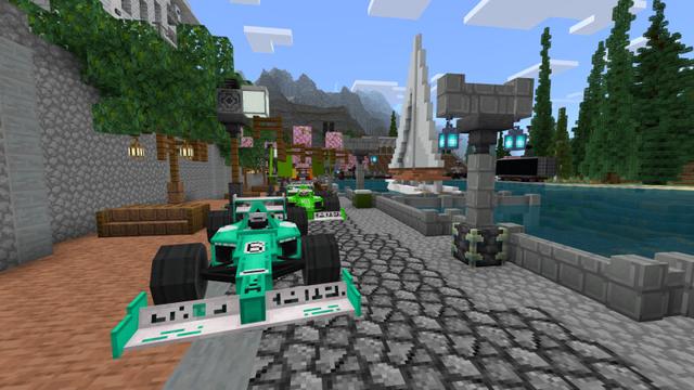 Screenshot of the Minecraft Bedrock Marketplace product Racing Speedway created by CrackedCubes.
