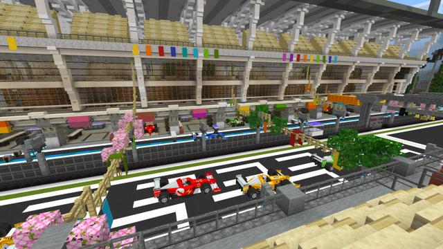 Screenshot of the Minecraft Bedrock Marketplace product Racing Speedway created by CrackedCubes.
