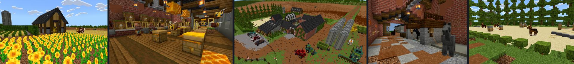 Panorama of the Minecraft Bedrock Marketplace product Realistic Farm created by CrackedCubes.