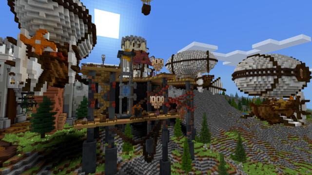 Screenshot of the Minecraft Bedrock Marketplace product Steampunk World created by CrackedCubes.