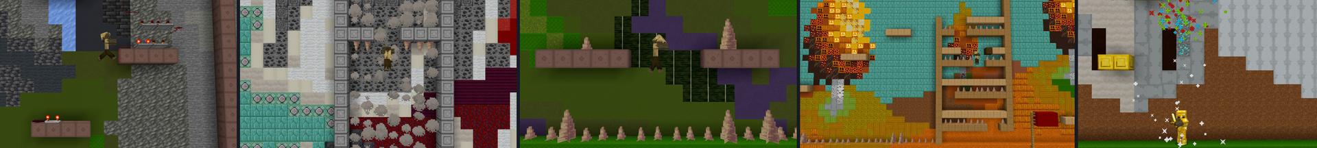 Panorama of the Minecraft Bedrock Marketplace product Super 2D Platformer created by CrackedCubes.