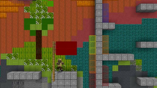Screenshot of the Minecraft Bedrock Marketplace product Super 2D Platformer created by CrackedCubes.