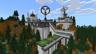 Screenshot of the Minecraft Bedrock Marketplace product Taiga Tree Sci-Fi Base created by CrackedCubes.