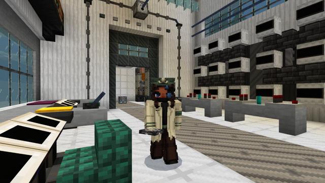 Screenshot of the Minecraft Bedrock Marketplace product Base de science-fiction de l'arbre Taiga created by CrackedCubes.