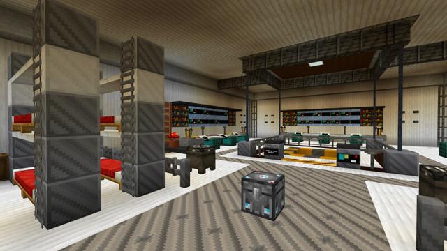 Screenshot of the Minecraft Bedrock Marketplace product Base de science-fiction de l'arbre Taiga created by CrackedCubes.