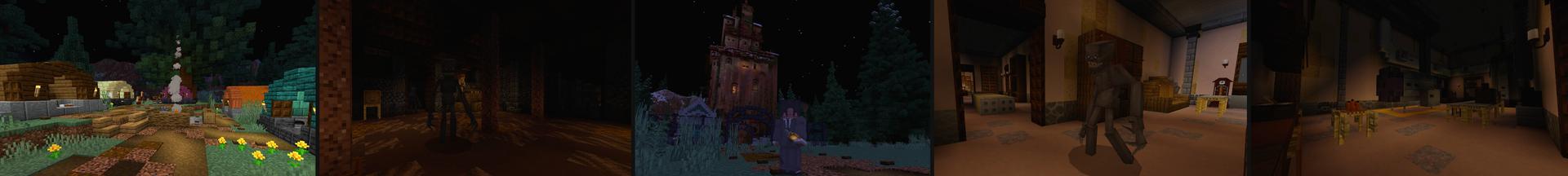 Panorama of the Minecraft Bedrock Marketplace product The Abandoned Mansion created by CrackedCubes.