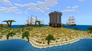 Screenshot of the Minecraft Bedrock Marketplace product Tropical Ship Survival 2 created by CrackedCubes.