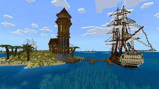 Screenshot of the Minecraft Bedrock Marketplace product Tropical Ship Survival 2 created by CrackedCubes.