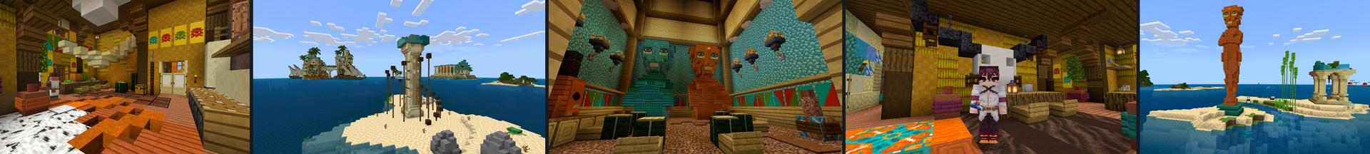 Panorama of the Minecraft Bedrock Marketplace product Tropical World created by CrackedCubes.