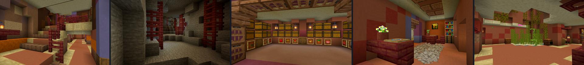 Panorama of the Minecraft Bedrock Marketplace product Underground Mesa Base created by CrackedCubes.