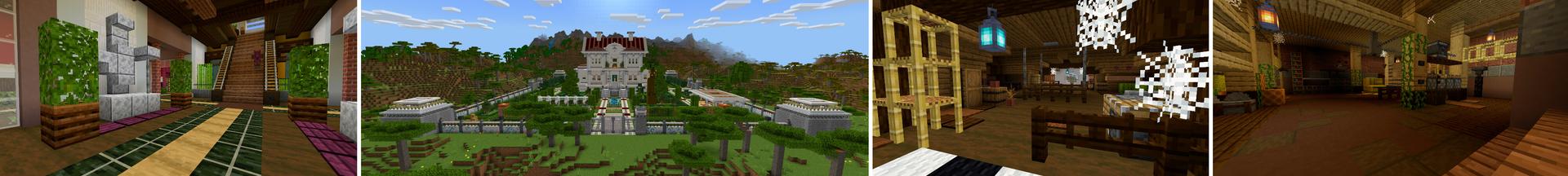 Panorama of the Minecraft Bedrock Marketplace product Victorian Mansion created by CrackedCubes.