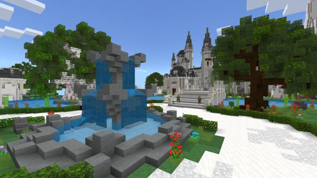 Screenshot of the Minecraft Bedrock Marketplace product Waterfall Castle created by CrackedCubes.