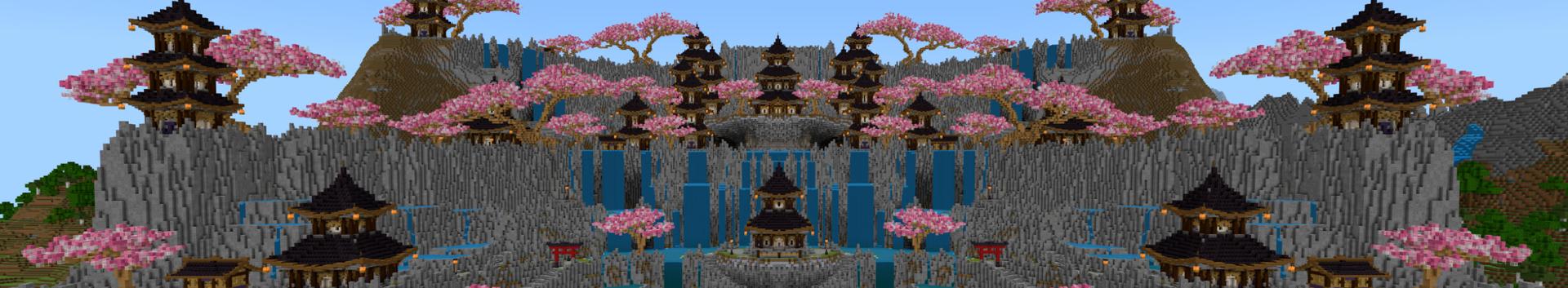 Panorama of the Minecraft Bedrock Marketplace product Waterfall Temple created by CrackedCubes.