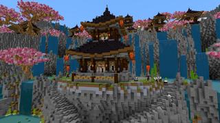 Screenshot of the Minecraft Bedrock Marketplace product Waterfall Temple created by CrackedCubes.