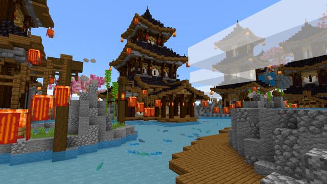 Screenshot of the Minecraft Bedrock Marketplace product Waterfall Temple created by CrackedCubes.