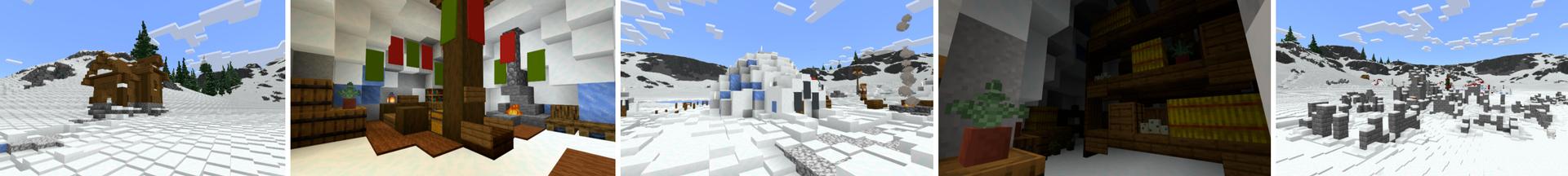 Panorama of the Minecraft Bedrock Marketplace product Winter Igloos created by CrackedCubes.