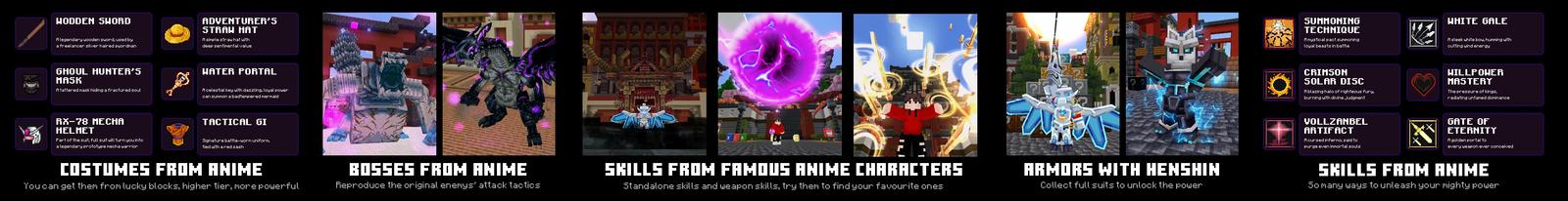 Panorama of the Minecraft Bedrock Marketplace product Anime Lucky Block created by Creator Games.