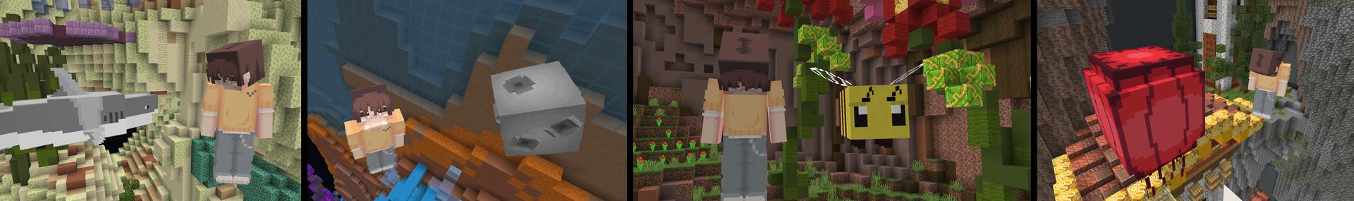 Panorama of the Minecraft Bedrock Marketplace product Animated Dropper created by CubeCraft Games.