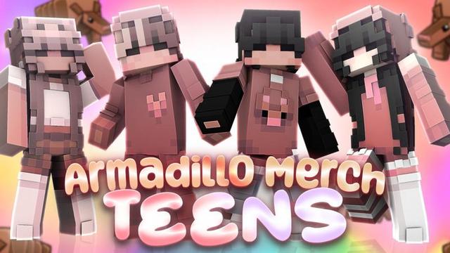 Thumbnail of the Minecraft Bedrock Marketplace product Armadillo Merch Teens created by CubeCraft Games.