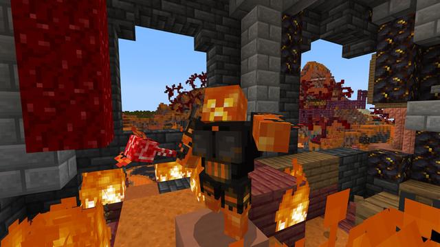 Screenshot of the Minecraft Bedrock Marketplace product Becoming Lava Creeper created by CubeCraft Games.