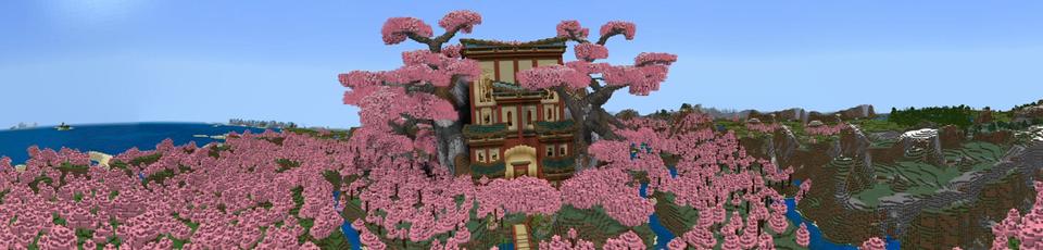 Panorama of the Minecraft Bedrock Marketplace product Blossom Temple created by CubeCraft Games.