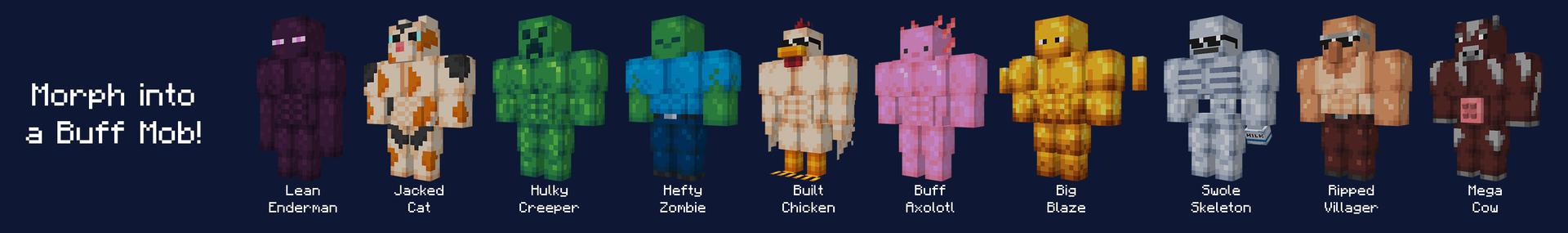 Panorama of the Minecraft Bedrock Marketplace product Buff Mobs created by CubeCraft Games.