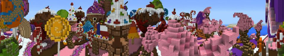 Panorama of the Minecraft Bedrock Marketplace product Candy Kingdom (Survival Spawn) created by CubeCraft Games.