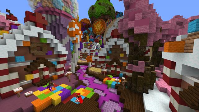Screenshot of the Minecraft Bedrock Marketplace product Candy Kingdom (Survival Spawn) created by CubeCraft Games.