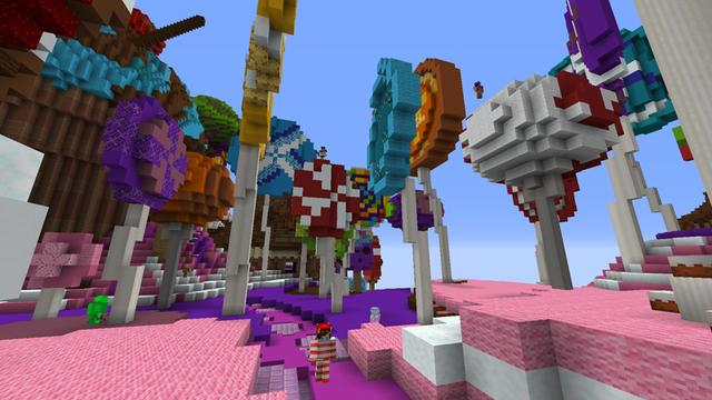 Screenshot of the Minecraft Bedrock Marketplace product Candy Kingdom (Survival Spawn) created by CubeCraft Games.