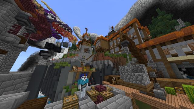 Screenshot of the Minecraft Bedrock Marketplace product Cloud Town created by CubeCraft Games.