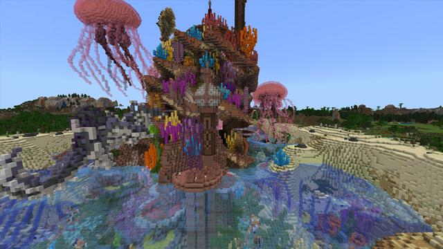 Screenshot of the Minecraft Bedrock Marketplace product Coral Reef created by CubeCraft Games.