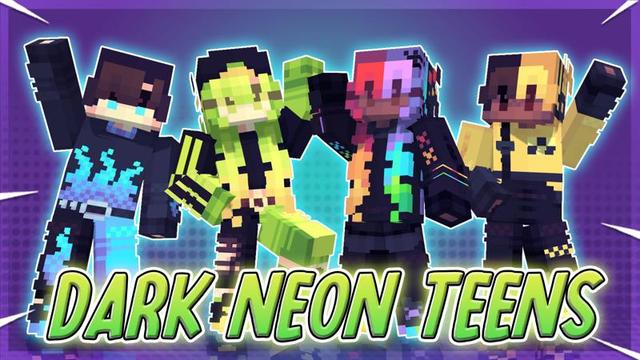 Thumbnail of the Minecraft Bedrock Marketplace product Dark Neon Teens created by CubeCraft Games.