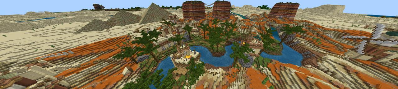 Panorama of the Minecraft Bedrock Marketplace product Desert Oasis created by CubeCraft Games.