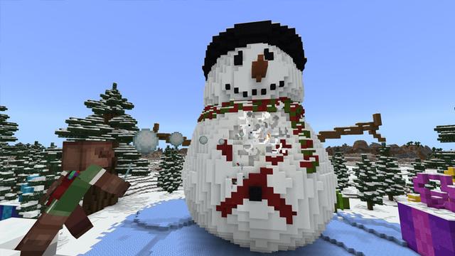 Screenshot of the Minecraft Bedrock Marketplace product Exploding Snowballs created by CubeCraft Games.