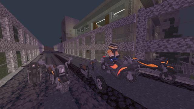 Screenshot of the Minecraft Bedrock Marketplace product Ghost Bikers created by CubeCraft Games.